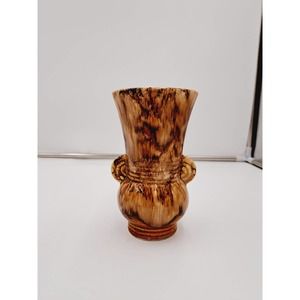Vintage McCoy Art Deco Pottery Glossy Brown Brush Drip Ceramic Vase 27